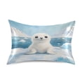 thumbnail image 3 of Haosy Satin Pillowcase for Hair and Skin Standard Cooling Silk Pillow Case with Envelope Closure Baby Seal on Iceberg 20"x40", 3 of 9