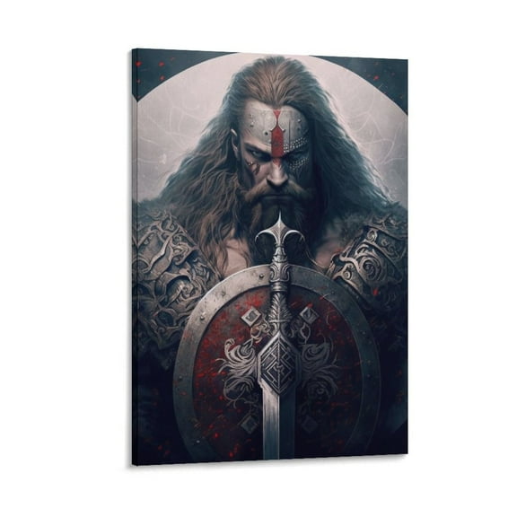 Norse Mythology Poster Viking Battle Ready Wall Art Poster Scroll Canvas Painting Picture Living Room Decor Home 08x12inch(20x30cm)