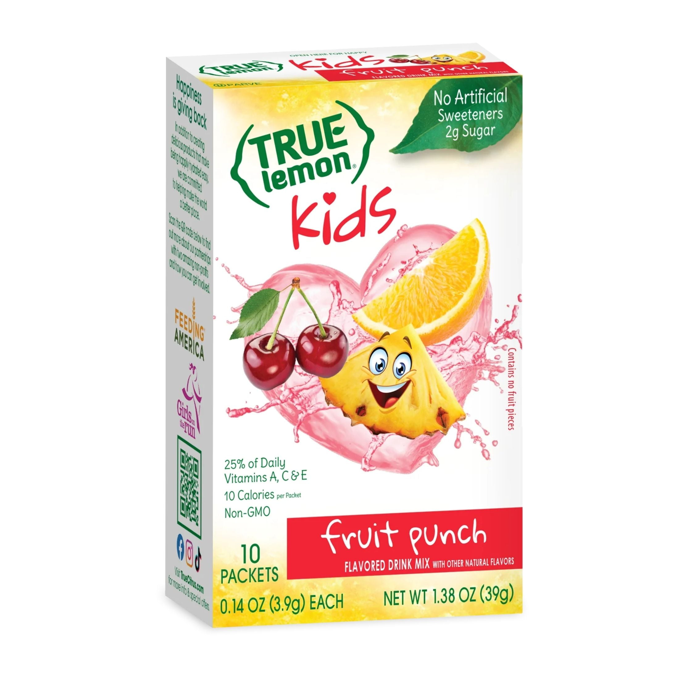 (12 pack) True Lemon Kids Fruit Punch Powdered Drink Mix, Low Sugar, No Artificial Sweeteners, 10 Count Box