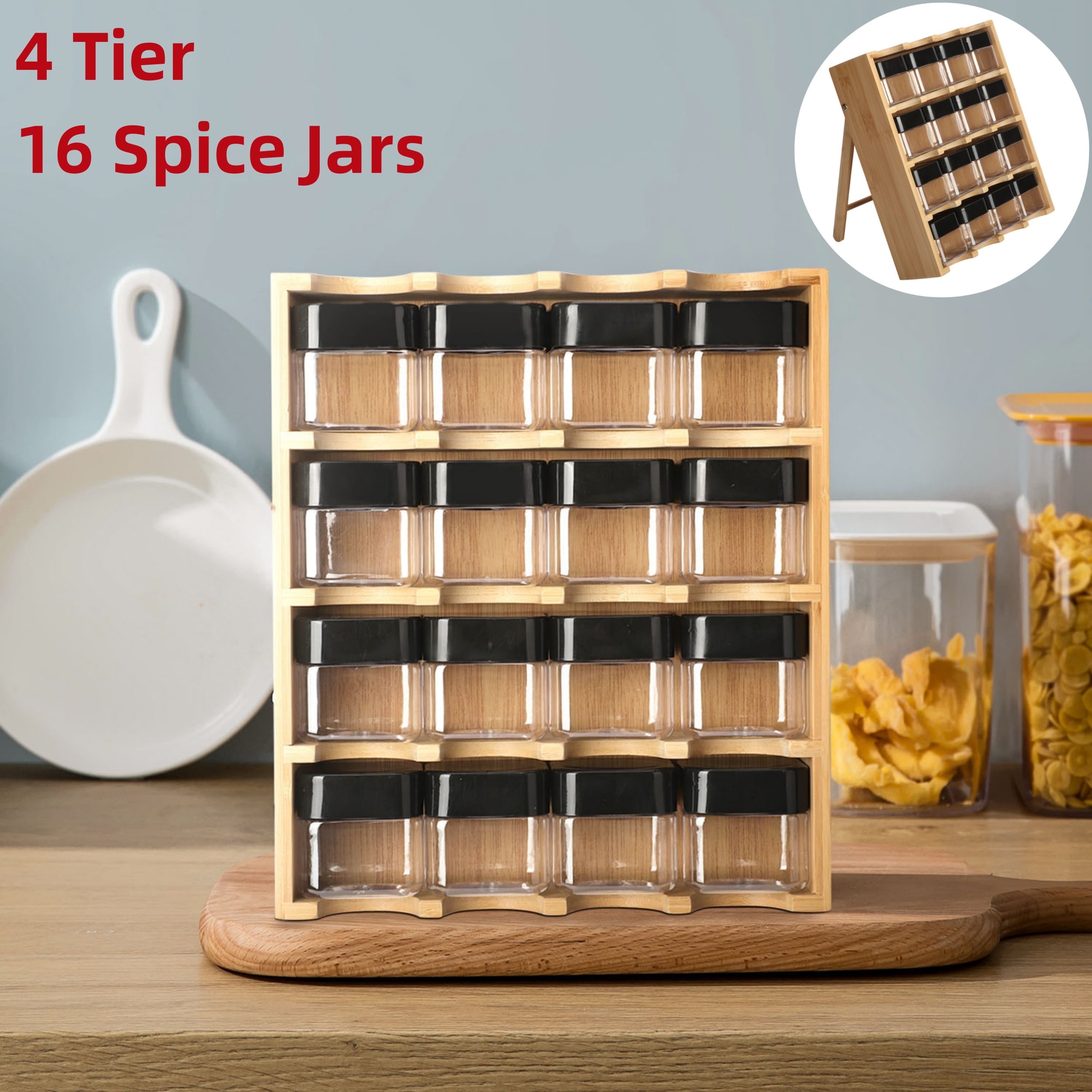 Orii 20 Jar Bamboo Rotating Spice Rack Walmart