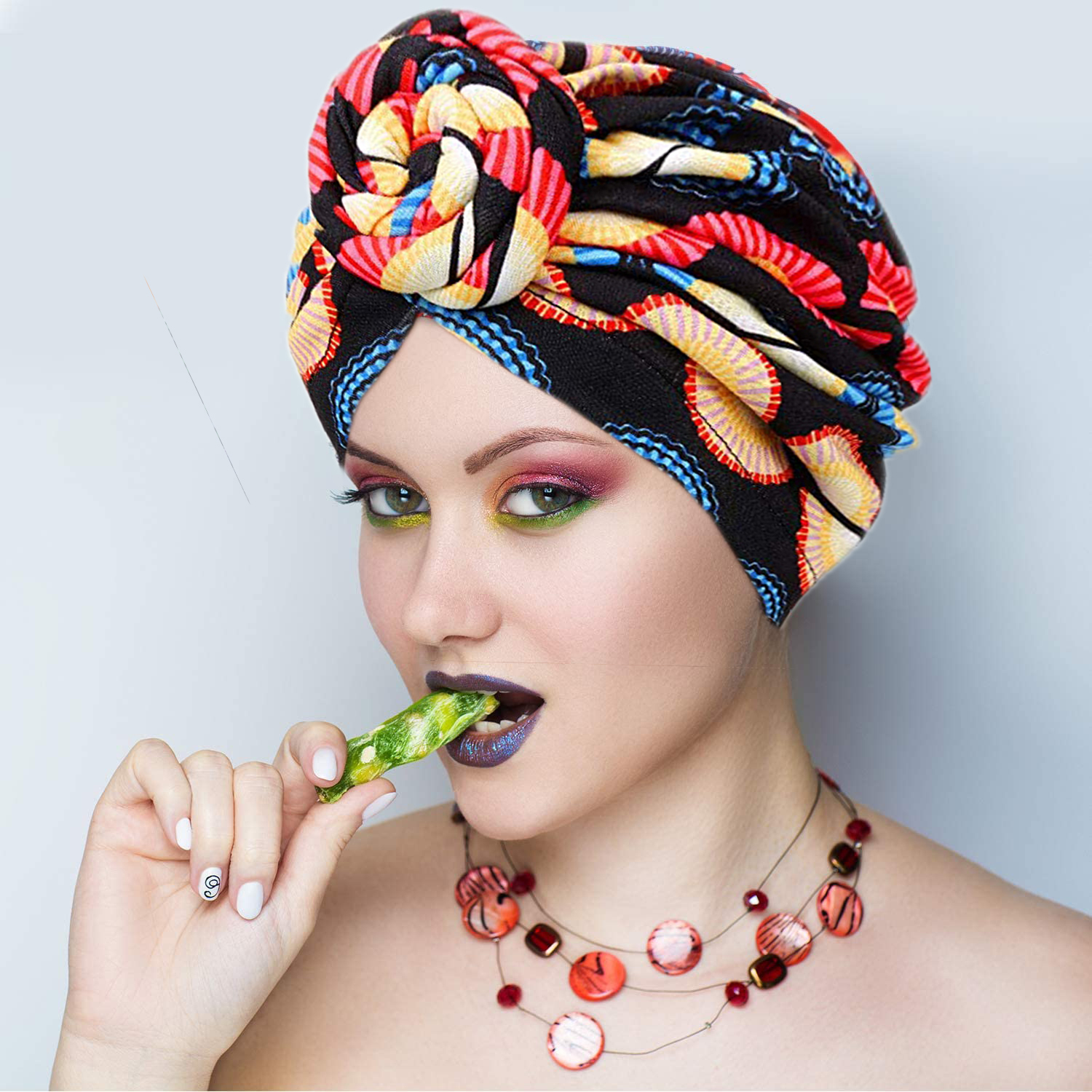 African Head wrap Headbands for Women Turbans Hair Wraps Headband Pre-Tied Pattern Bonnet Turban Knot Beanie Cover Head wrap Hat 2 PCS - image 2 of 6