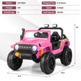 thumbnail image 4 of Costway 12V 10AH Parent-Child Ride On Truck Car Remote Trunk w/ LED Light & Music Pink, 4 of 10