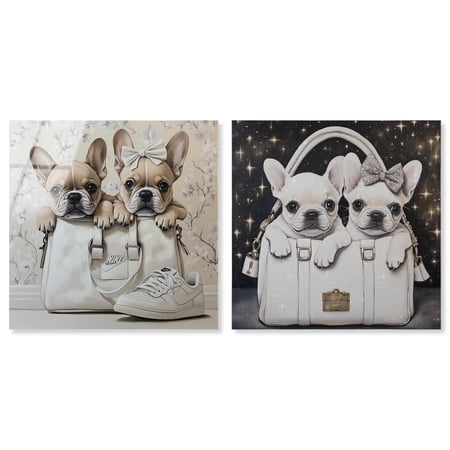 Glam Parisian Pups Set Acrylic Fashion Wall Decor by Art Remedy, Ready to Hang, 12 x 12