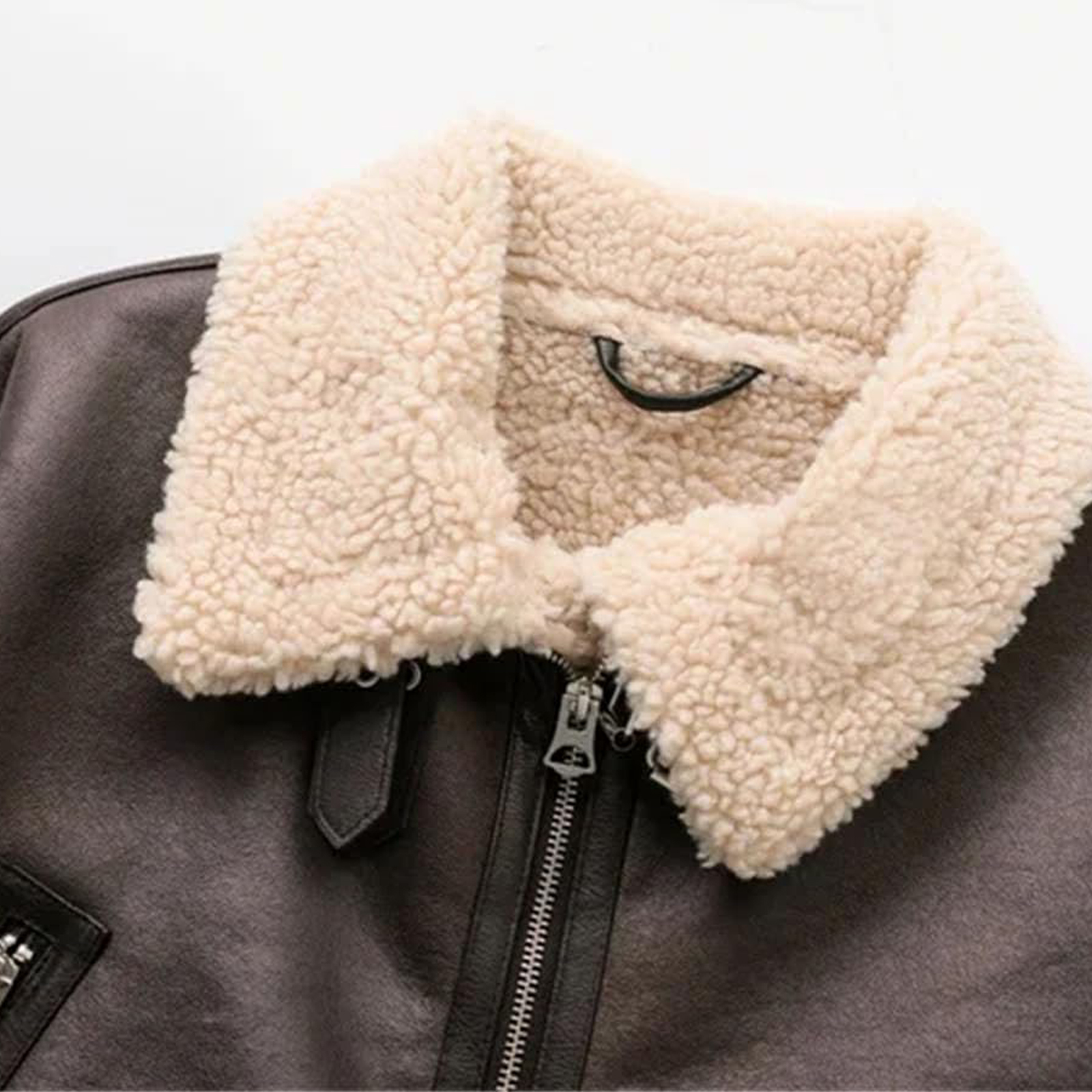 NANAIQ Winter New Women's Fur Short Leather Jacket Padded Thick Warm Artificial Fur Thicken Warm Zipper Women’s Puffer Jacket Coat, Light Brown, M