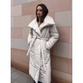 thumbnail image 6 of Women'S Long Quilted Cotton Coats Jackets Long Sleeve Stand Collar Padded Coats Jacket Outerwear with Pockets Beige L, 6 of 9
