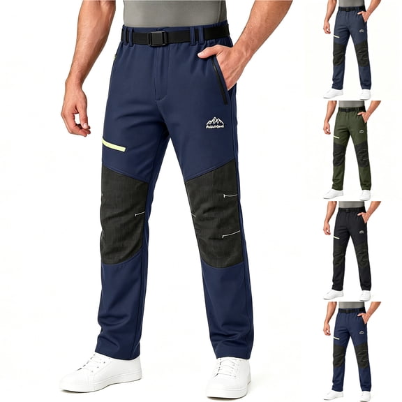 HOMADLES Men's Waterproof Softshell Hiking Pants Windproof Straight Leg Cargo Pants with Multi Pockets for Outdoor Climbing & Work Black Size XS