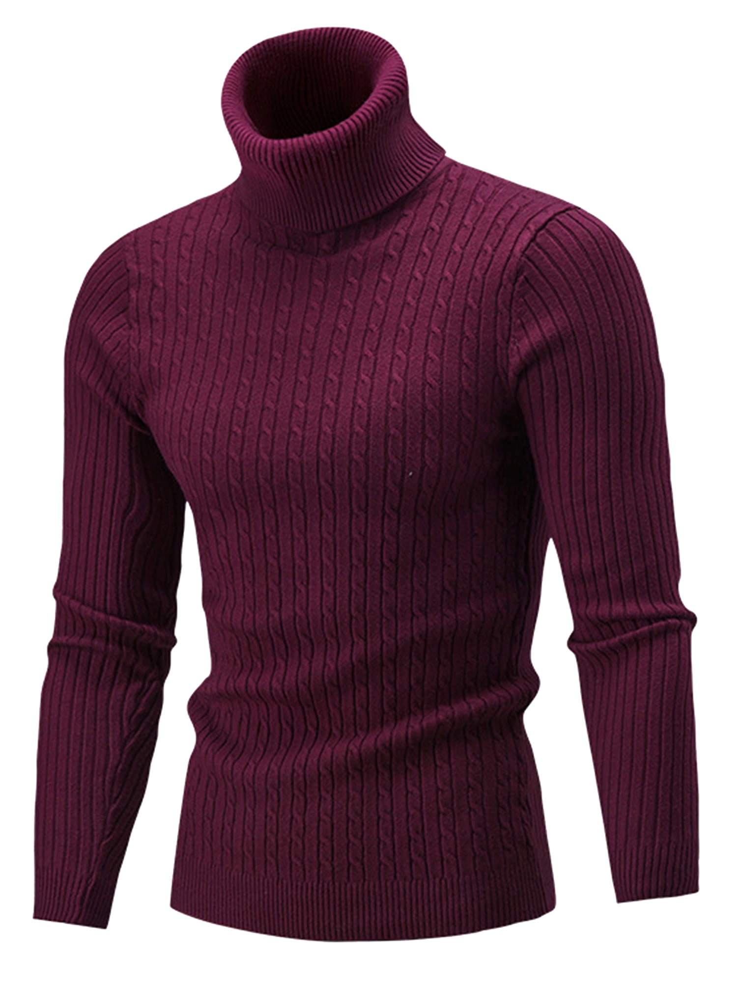 Tetyseysh Men Slim Fit Turtleneck Sweater Casual Twist Pattern Knitted ...