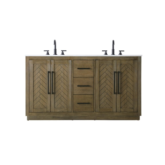 Elegant Lighting Vf29060d Chase 60" Free Standing Double Basin Vanity Set - Hazel Oak