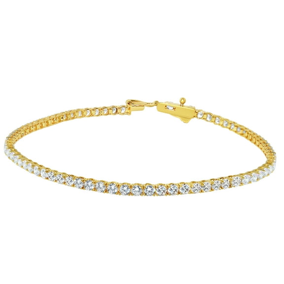 Dimaya Fine Jewelry 14K Yellow Gold 2.3-mm Round-cut Cubic Zirconia Tennis Bracelet