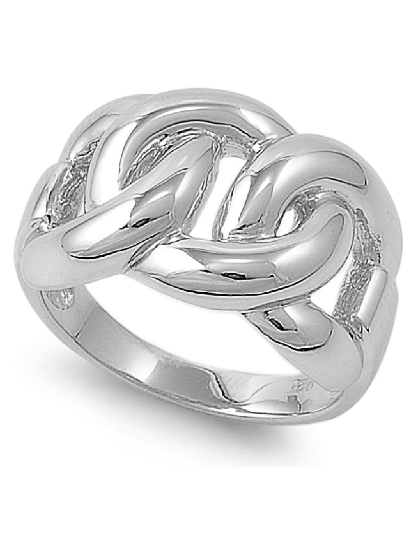 925 Sterling Silver Linked and Chained Ring Size 7 - Walmart.com