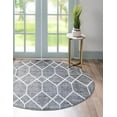 thumbnail image 3 of Unique Loom Matrix Trellis Collection Area Rug - Deco (7' Round Gray/Ivory), 3 of 10