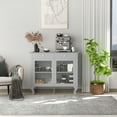 thumbnail image 2 of HOMCOM Buffet de Rangement, Armoire de Cuisine avec Porte Vitrée et 2 Tiroirs, Gris, 2 of 9
