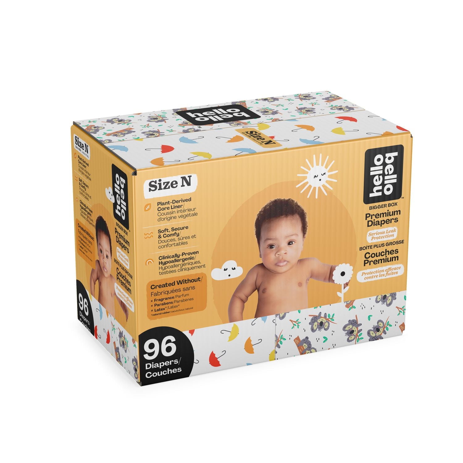 Hello Bello™ Diapers - Club Pack - Size N (0-10 lbs) - 96 ct., Ultra-Soft, Cloth-Like Feel, Inside and Out!