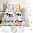 thumbnail image 5 of Happy Easter Blanket Soft Cozy Warm Throw Blanket for Couch, Plush Fuzzy Flannel Fleece Blankets for Sofa, Cute Lovely Colorful Rabbits Silhouette Eggs Bed Blankets Lightweight Gifts for Men, 32"x48", 5 of 9