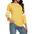 thumbnail image 3 of YanHoo 3/4 Sleeve Raglan Tops for Women,2025 Summer Womens Baseball Tee 3/4 Sleeve Fashion Crewneck Tops Color Block Blouse Casual Raglan Shirt for Junior, 3 of 5