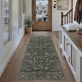 thumbnail image 2 of BERTHMEER 2'x6' Runner Rugs for Entrance Bedroom Hallway Kitchen Entryway Bathroom Washable Non-slip Vintage Floral Oriental Runner Rugs,Green, 2 of 5