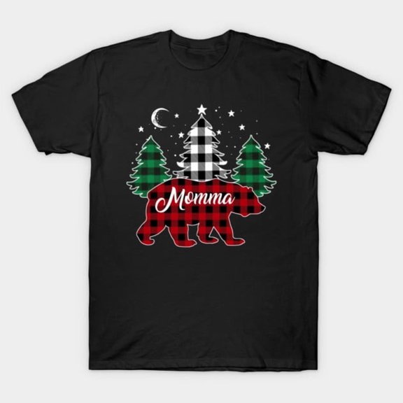 Momma Bear Buffalo Red Plaid Matching Family Christmas Graphic, H6333 T-Shirt, for Men and Women, Up to Size 5XL