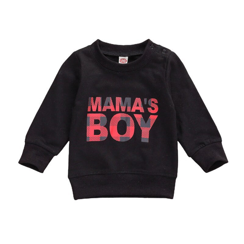 Toddler Baby Boy Girl Crewneck Sweatshirt Mama's Little Man Long Sleeve Pullover Top Infant Casual Fall Clothes