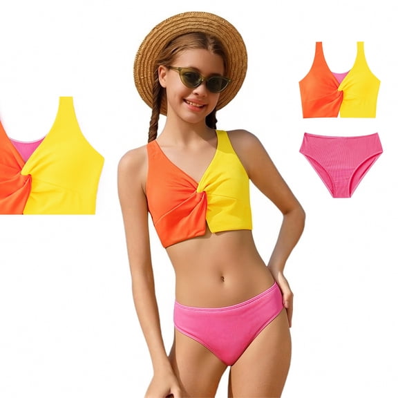 Kids Swimsuit For Girls Swimsuit With Shorts Two Piece Girls Tankini Girls Size 9-10 Years Swimsuit