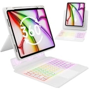 GUSGU SplitFolio Detachable for iPad 10.2-in (7th, 8th, and 9th Gen) Keyboard Case with Kickstand, 360° Rotation & Up-Down Lift Protective Case, Supports Native Gestures, White