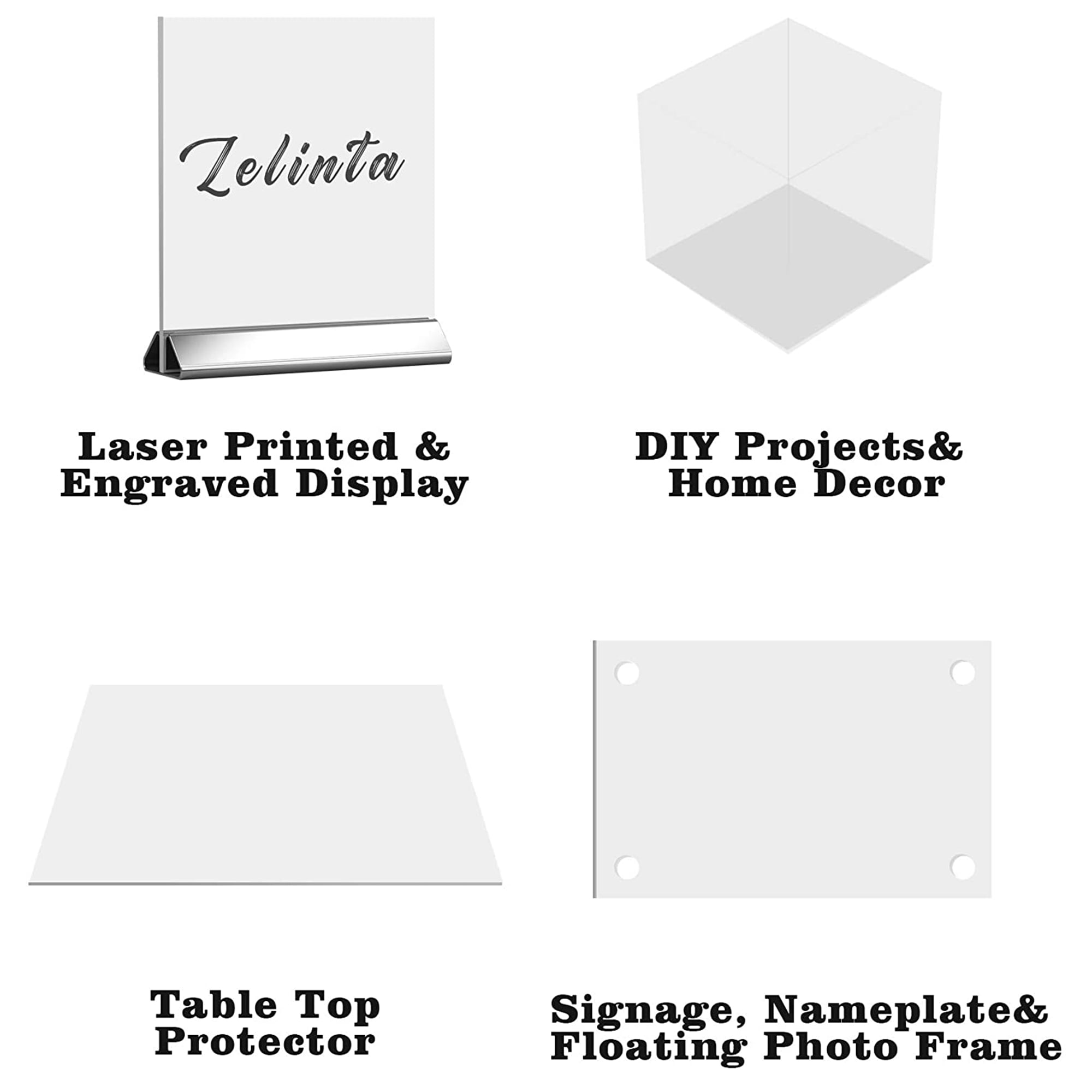 Nominal 1/8 Inch (3mm) Cast Clear Acrylic Sheet Plexiglass Cover Shelf  Tabletop Saw Cut