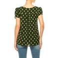 thumbnail image 3 of Women's Solid Overlapping Short Sleeve Top with Front Keyhole and Ruffle Accent, 3 of 5