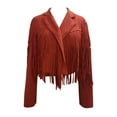 thumbnail image 5 of Lisingtool Clearance Womens Summer Tops Jackets for Women Ladies Fashion Solid Color Fringe Faux Suede Leather Jacket Fashion Fringe Motorcycle Cropped Jacket S-XL Clearance sale, 5 of 5