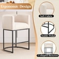 thumbnail image 3 of FANCROU 26" H Counter Height Bar Stools, Modern Barrel Counter Stools with Backrest and Arms, Black Metal Frames,Fabric Upholstered Accent Barstools for Kitchen Island, White Linen, 3 of 6