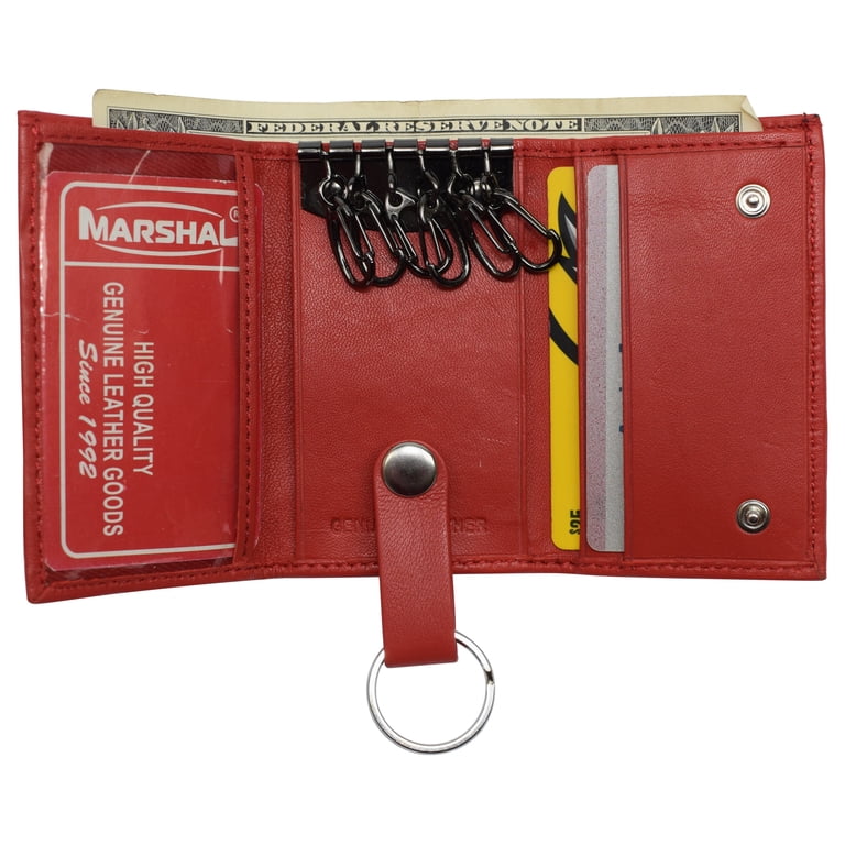 HTC Snap Key Holder red stone ターコイズレザー Genuine Leather Keychain Key Holder Ring with 6 Hooks Snap Closure