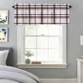 thumbnail image 3 of Modern Geometric Buffalo Plaid Valances for Windows,Kitchen Valance Rod Pocket Short Curtain, Black Pink Line Lattice Valance Curtain Window Valances for Bedroom Bathroom Living Room 54x18in, 3 of 9