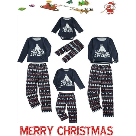 

Sunisery Matching Family Pajamas Set Fashion Christmas Tree Print Long Sleeve Tops Trousers Home Clothes Holiday Sleepwear