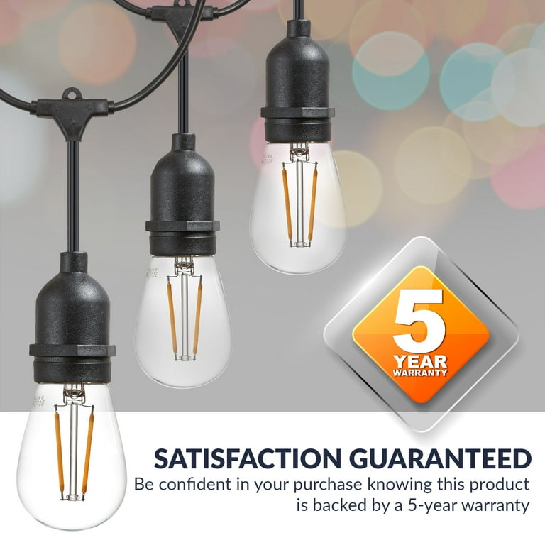 Newhouse Lighting 48ft String Lights 15 Sockets Warm White LED Bulbs Newhouse Lighting 48ft String Lights 15 Sockets Warm White LED Bulbs