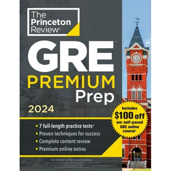 Pre-Owned Princeton Review GRE Premium Prep 2024 : 7 Practice Tests   Review and Techniques   Online Tools (Paperback) 9780593516935