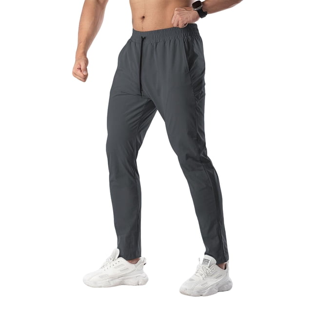 Ceisia Men Solid Color Loose Casual Pants Elastic Waist Drawstring Sports Gift Work Trousers
