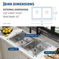 thumbnail image 4 of 33 Inch Undermount Kitchen Sink, 304 Stainless Steel Double Bowl, Dual Mount Drop-In or Undermount, Noise Reduction, Heavy Duty Modern Design, Rust Resistant Finish, 4 of 20