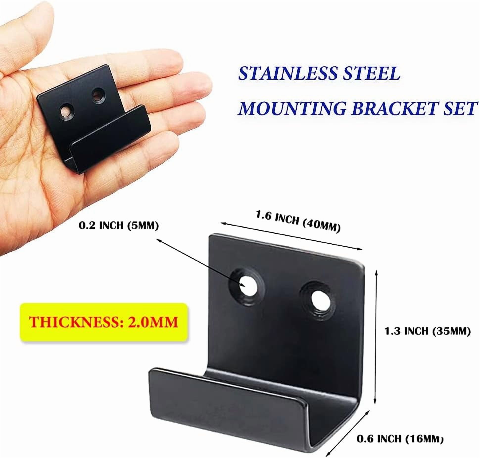 JJEAN-U Bracket Stainless Steel Mounting Brackets 1.6" x 1.3" Wall Hook Hanger Fastener Heavy Duty Billboard Holder Tile Hanger with Installation Screws-6 Packs (Black)