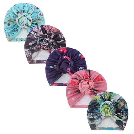 

LBECLEY Hat for Toddler Girl Accessories Knotted Headwear Toddler Floral Baby Hat Turban Kids Girl 5Pc Baby Care Warm Clothes Toddler Boy D One Size