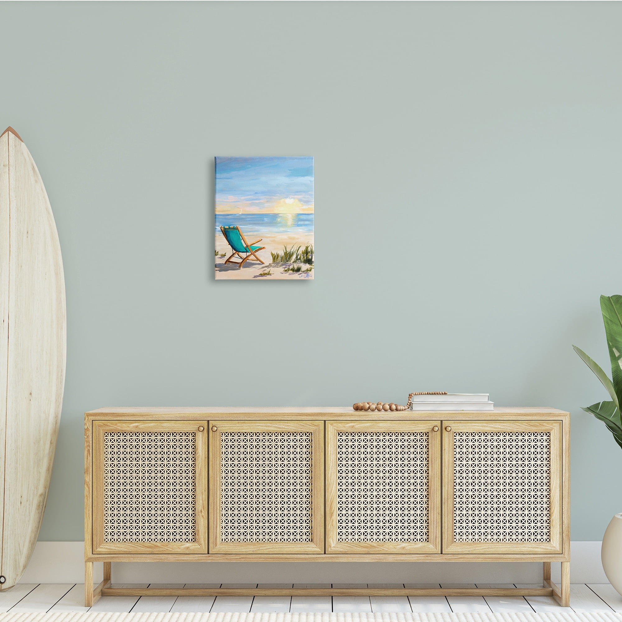 Stupell Indtries Folding Chair Sunset Beach Landscape Summer Ombre Sky,30 x 40,Design by Julie DeRice
