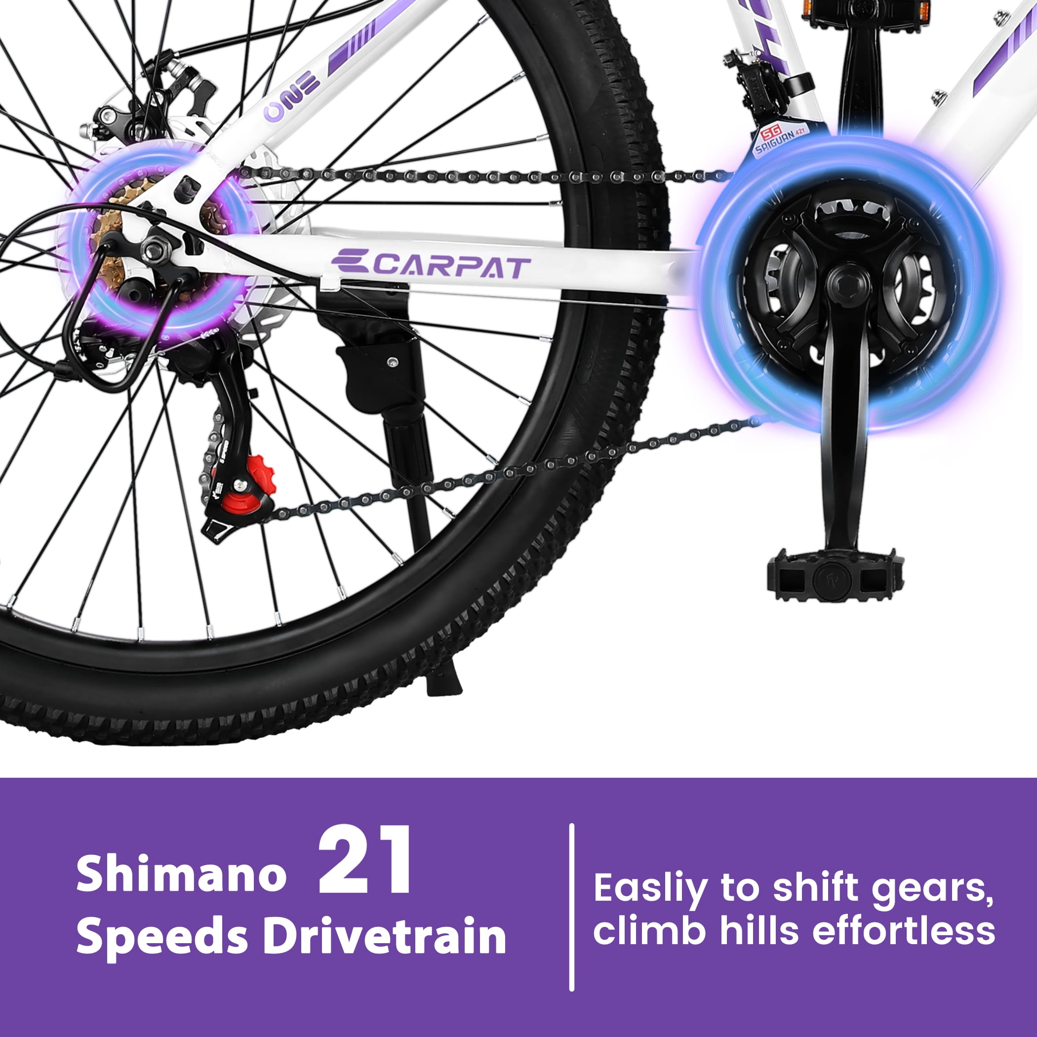 Mountain Bike 26 Inch Wheels, 21-Speed Disc Brake, Women's Trail Commuter City Mountain Bikes,Female Bicycles, 15" Steel Frame Front Fork Suspension