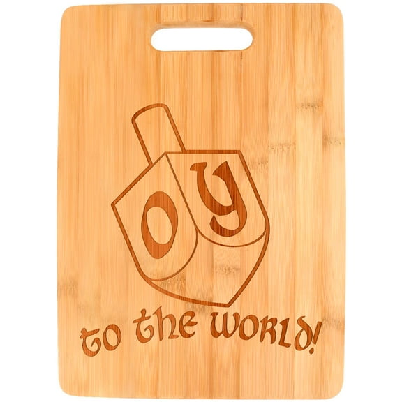 ThisWear Hanukkah Decorations Oy To The World Hanukkah Dreidel Big Rectangle Bamboo Cutting Board