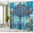 thumbnail image 4 of Ethnic Shower Curtain, Grunge Style Tree Pattern with Ethnic Mandala and Spiral Shapes Blurry Artwork, Fabric Bathroom Set with Hooks, 69W X 70L Inches, Turquoise Brown, by Ambesonne, 4 of 4