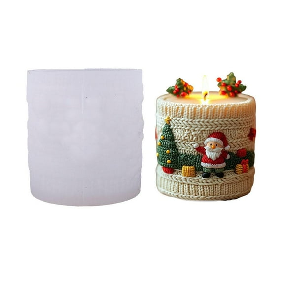 Pekkaxy Knitted Santa Candle Mold, DIY Soy Wax Candle Making Kit for Christmas Craft Decorations