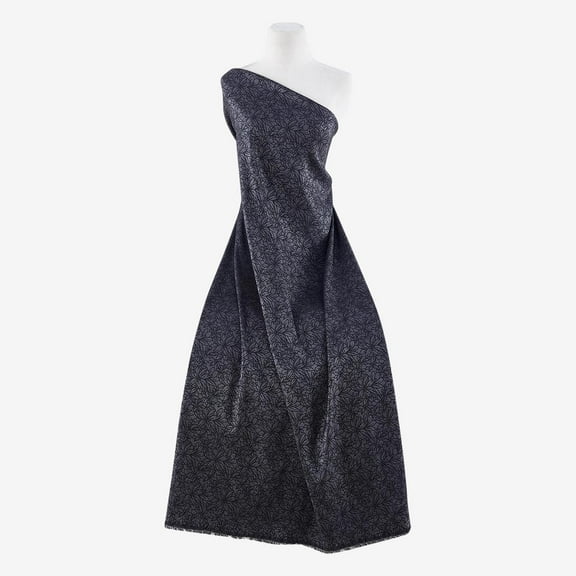 Zelouf Lyon Floral Metallic Woven Jacquard  , Sewing, DIY, Crafts Fabric by the Yard, Black/silver, 3 Yard