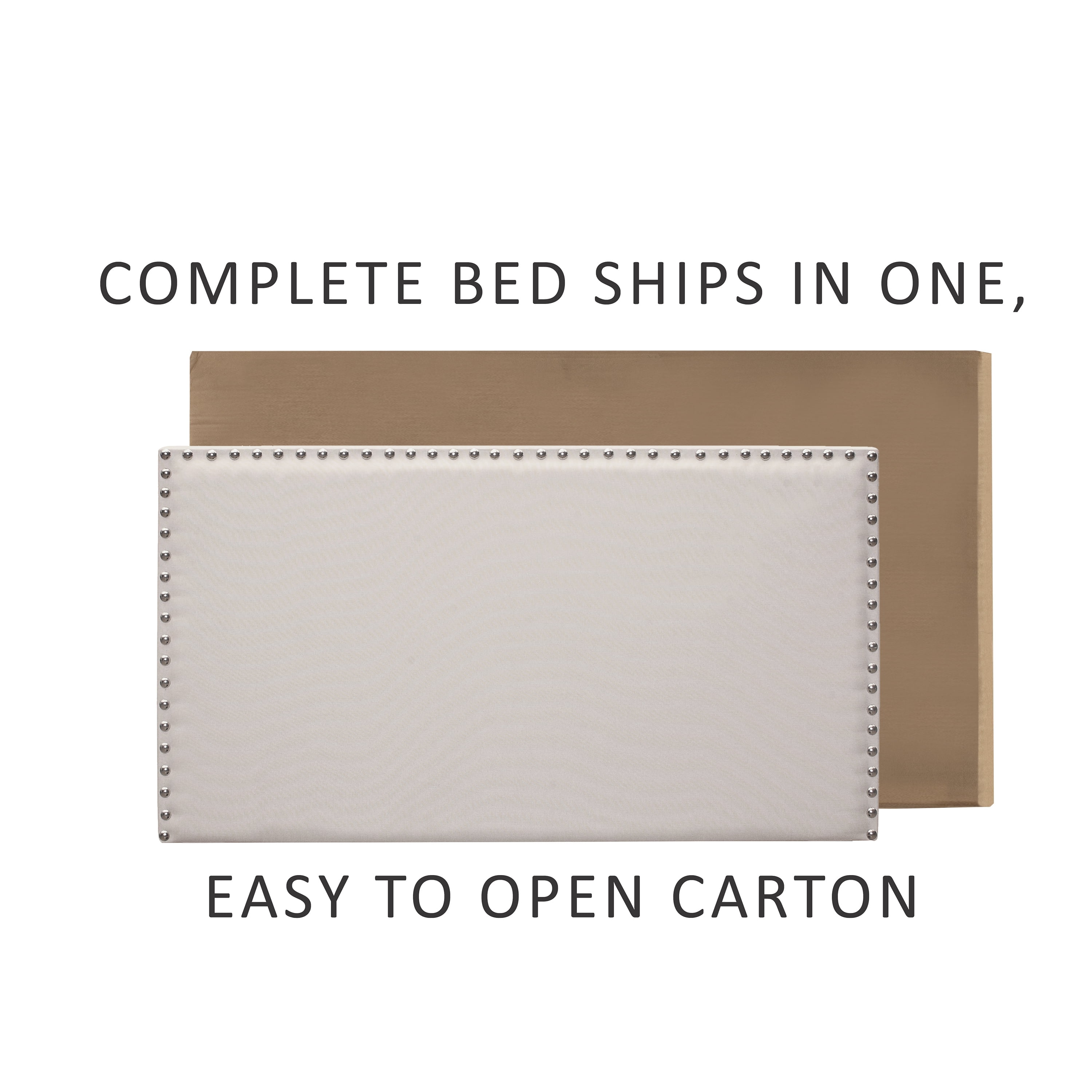 Skylar Nailhead Trim Upholstered Twin Platform Bed, Beige