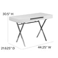 thumbnail image 2 of 44.25''W x 21.625''D White Computer Desk with Keyboard Tray and Drawers, 2 of 9