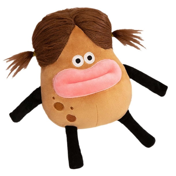 Stuffed Cartoon Potato Plush Toy Brown Hair Sausage-shaped Lip Cute Soft PP Cotton Filled Vegetable Plushie Kids Comfort Doll