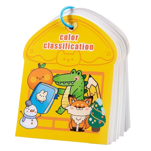 LEEYNEER Educational Color Classification Sticker Book Toy for Toddlers 3-6 Years - Reusable Tape Animal & Object Categories (Fruits Dinosaurs Toys) - Learning Activity Gift for Boys