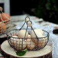 thumbnail image 3 of 4X Manejar de Madera Cesta Retro de Metal Portátil Multifunción Frutas Vegetales Huevo Comestibles PráCtico Almacenamiento Cesta Organizador Blanco, 3 of 5