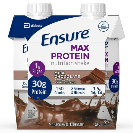 Ensure Max Protein Nutrition Shake, Milk Chocolate, 30g Protein, 1g Sugar, 11 Fl Oz, 12 (Best Low Sugar Protein Shakes)