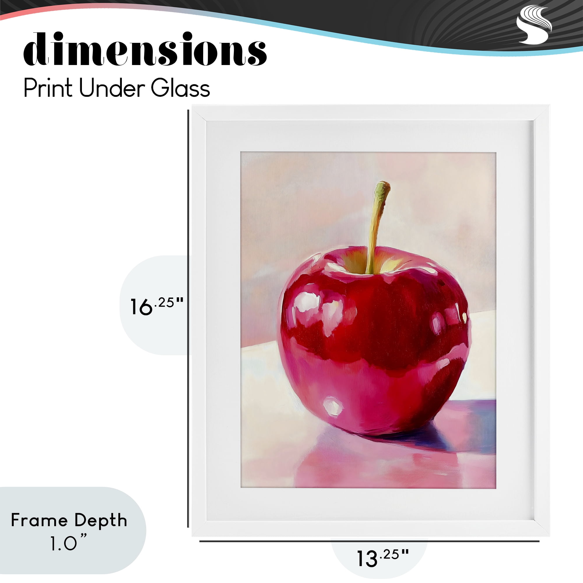 Stupell Industries Shiny Red Apple Reflection White Framed Print Under Glass, design by The Prints Vibe